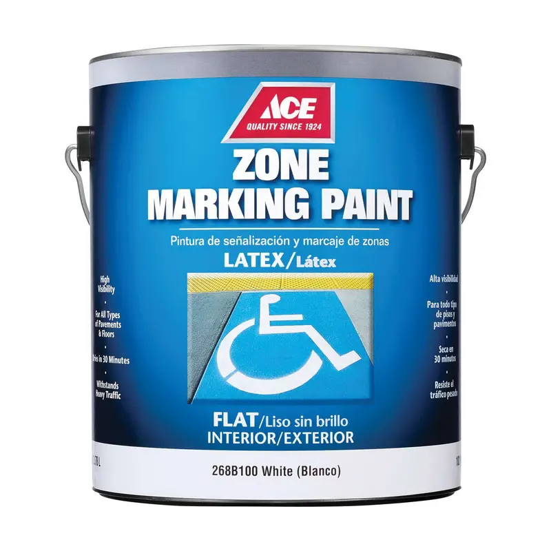 ACE 268B100-1 Latex Zone Marking Paint – 1 Gallon White Formula, Covers 700–900 sq ft