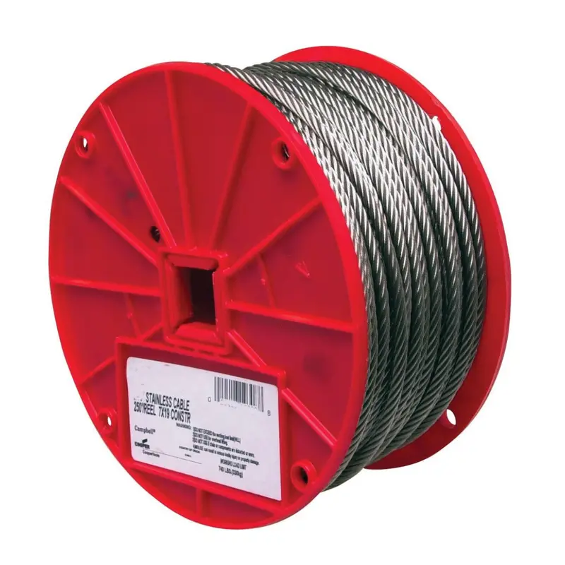 CAMPBELL 7000426 Stainless Steel Cable – 1/8-Inch Diameter, 250 Feet, 304 Grade, 340 lb Working Load