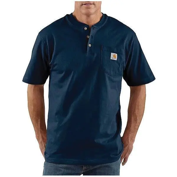 Carhartt Navy Short-Sleeve Pocket Tee – Heavyweight Cotton Jersey with Sewn-On Logo Patch