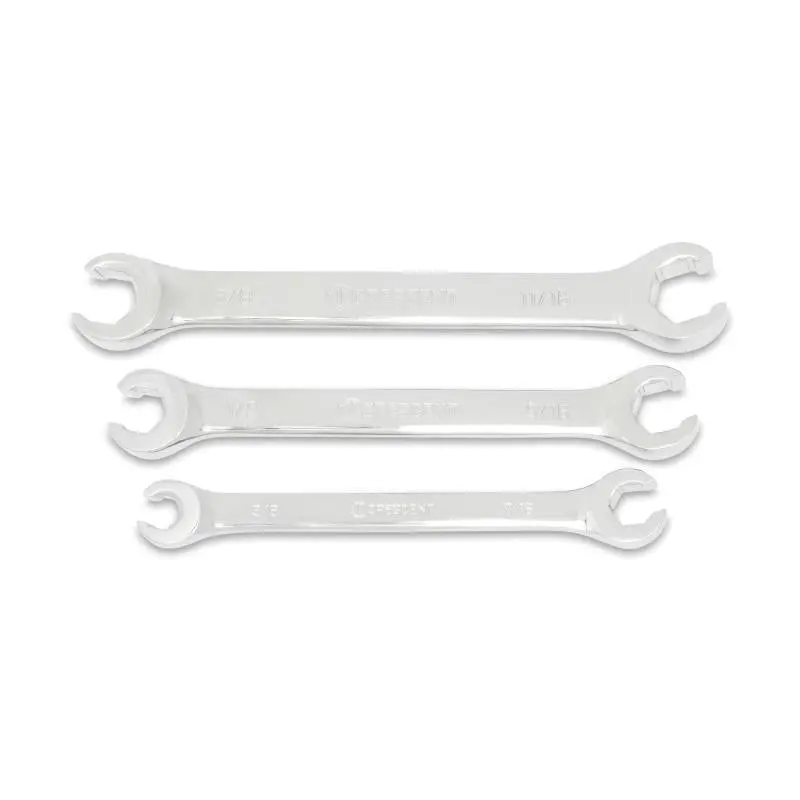 Crescent Flare Nut Wrench Set – 3-Piece Imperial Chrome Vanadium Kit for Brake Lines