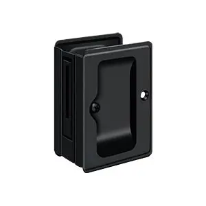 DELTANA SDPA325U19 Pocket Door Lock – Black-Painted Brass Mechanism for 1-3/8 to 1-5/8 Inch Thick Doors