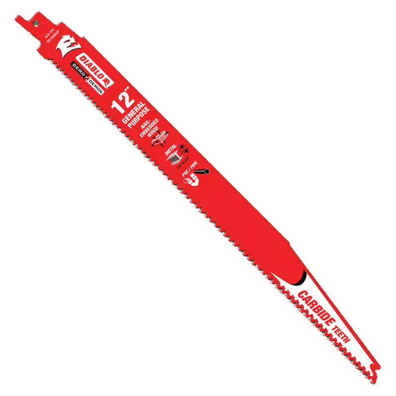 DIABLO Demo Demon Reciprocating Saw Blade — 12″ Tapered, 6–9 TPI, Straight Cut