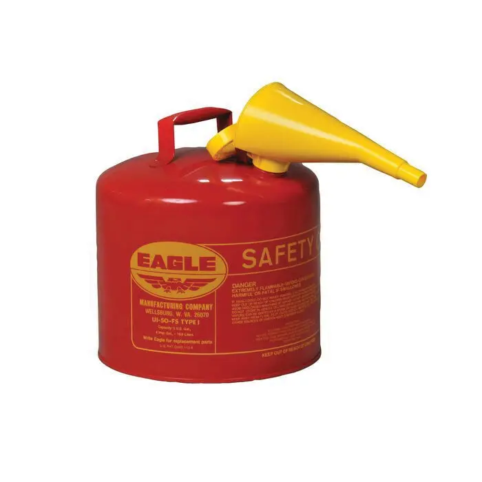 EAGLE UI50FS Red Safety Can – 5-Gallon Steel Container, 24-Gauge, UL-Listed for Flammables