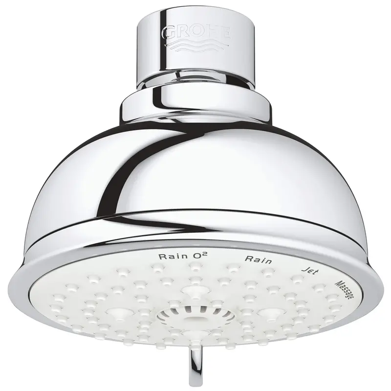 GROHE Tempesta Rustic 26045001 Showerhead – 4″ Wall-Mounted Head, 4-Spray Modes, 1.75 GPM, Chrome Finish