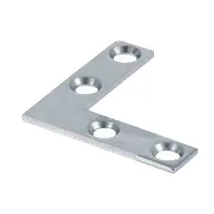Hardware Essentials Flat Corner Brace – 3.5″ x 5/8″ Zinc-Plated Steel Low-Profile Bracket