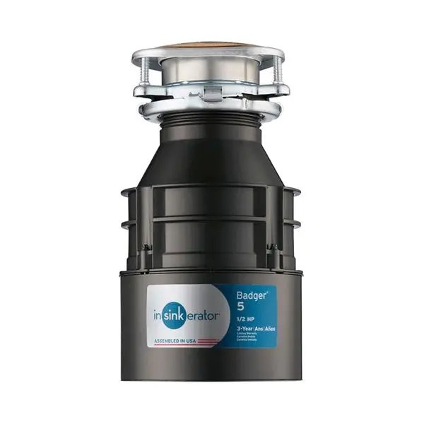 InSinkErator Badger 5 Series B5 Garbage Disposal – 1/2 HP, 120V, 1725 RPM, Enamel-Coated Steel