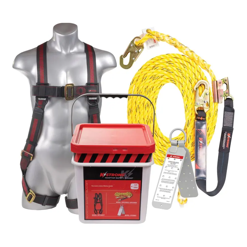 KStrong UFB101050 Roofing Safety Kit – Alloy Steel & Polysteel, L/XL, Golden Yellow Finish