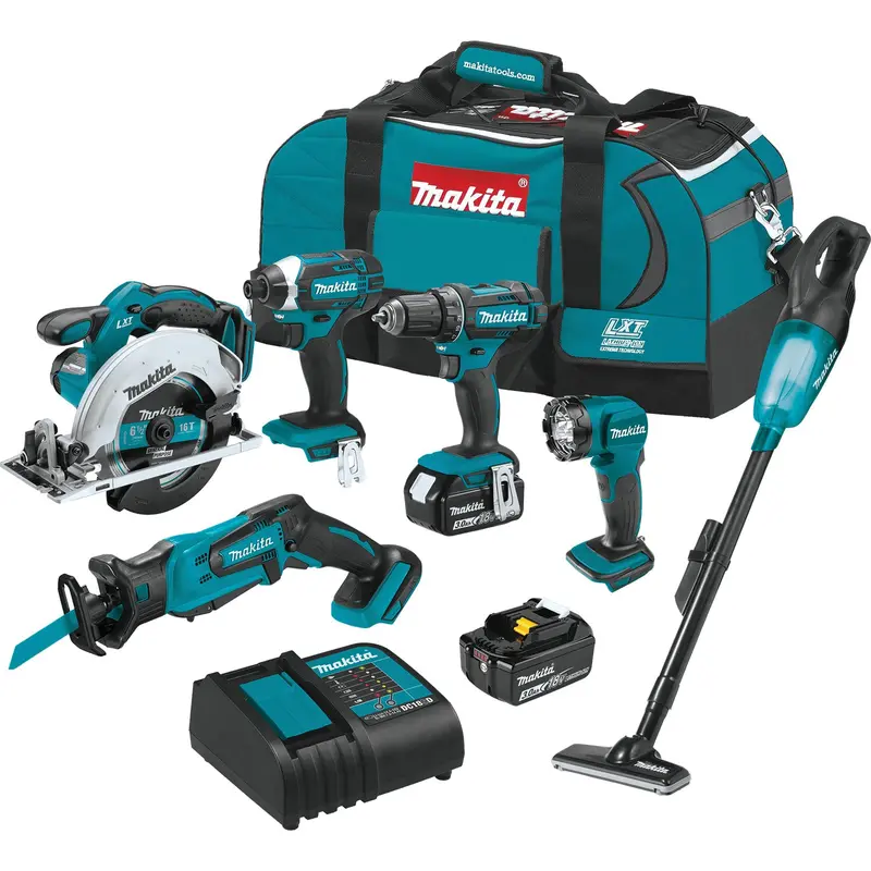 Makita 18V Cordless 6-Tool Combo Kit – Includes Two Batteries and Charger