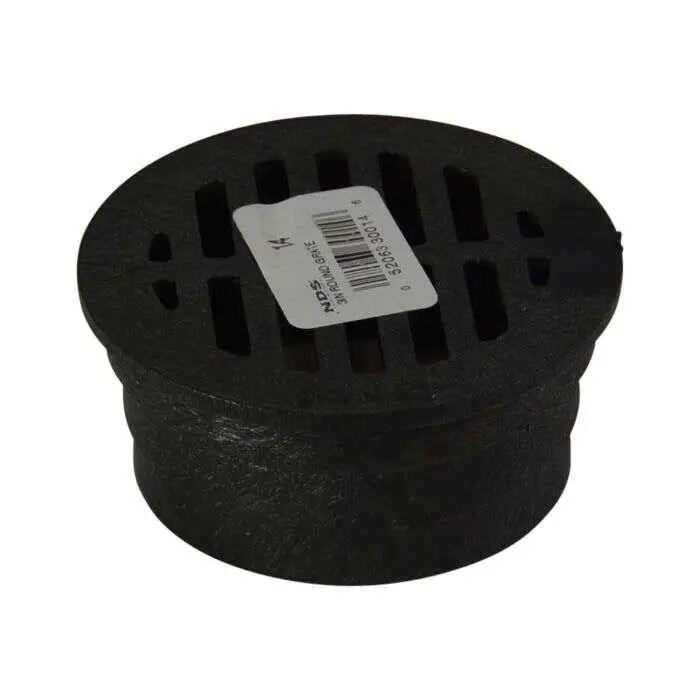 NDS 3-9/16″ Round Flat Grate for 3″ Pipe – Polypropylene, Black, 1-5/8″ Height
