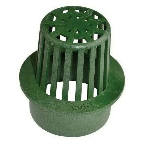 NDS 70 Atrium Drain Grate — Round HDPE Cover, 2.25″ L × 3.69″ H, Green Finish