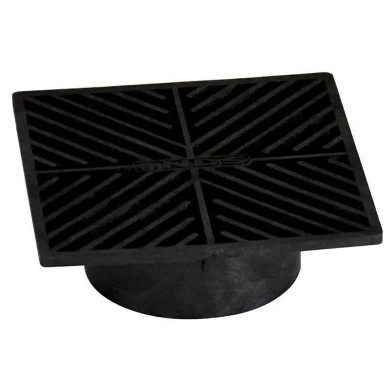 NDS Flat Square Drain Grate – 5.88-Inch Length × 2-Inch Height, HDPE Construction, Matte Black