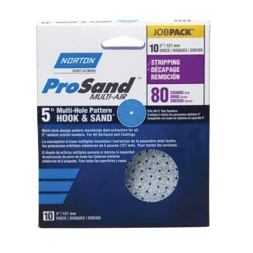 Norton ProSand Multi-Air Cyclonic Sanding Disc – 5-Inch Diameter, P80 Coarse Grit, Center-Hole Design