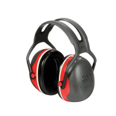 Peltor X Series 093045-93725 Over-the-Head Earmuffs – 28 dB NRR, Black Headband with Black/Red Ear Cups