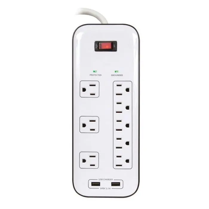 PRIME 125V 15A Multimedia Surge Protector – 8-Outlet with 6-Foot Cord