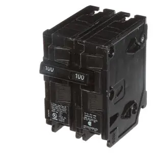 Siemens Q2100 100A 2-Pole Miniature Circuit Breaker for Residential Low-Voltage Systems (120/240VAC, 10kAIC)