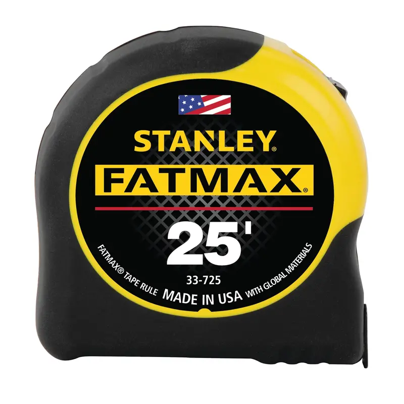 Stanley FATMAX Classic Tape Measure – 25-Foot Steel Blade, 1/16″ Graduations, Toggle Lock Mechanism