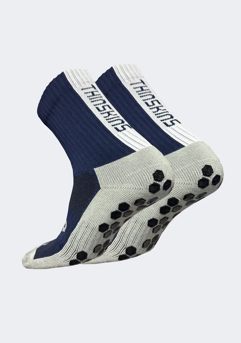 Thin Skins Grip Crew Socks – Navy Blue for Sports and Training