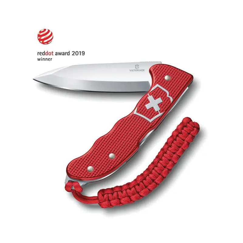 Victorinox Large Paracord Pocket Knife – 136 mm OAL, Lockable Alox Blade, Red Handle, Includes Woven Paracord Pendant