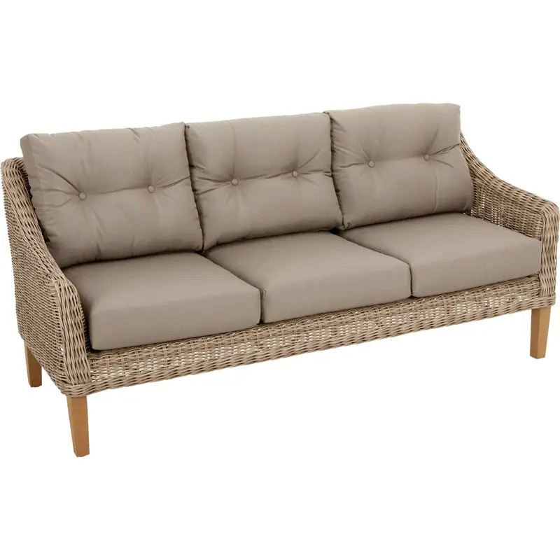 Cambria Wicker Sofa – Taupe 3-Person Outdoor-Ready Seating (73" W X 31" H X 29" D) 1